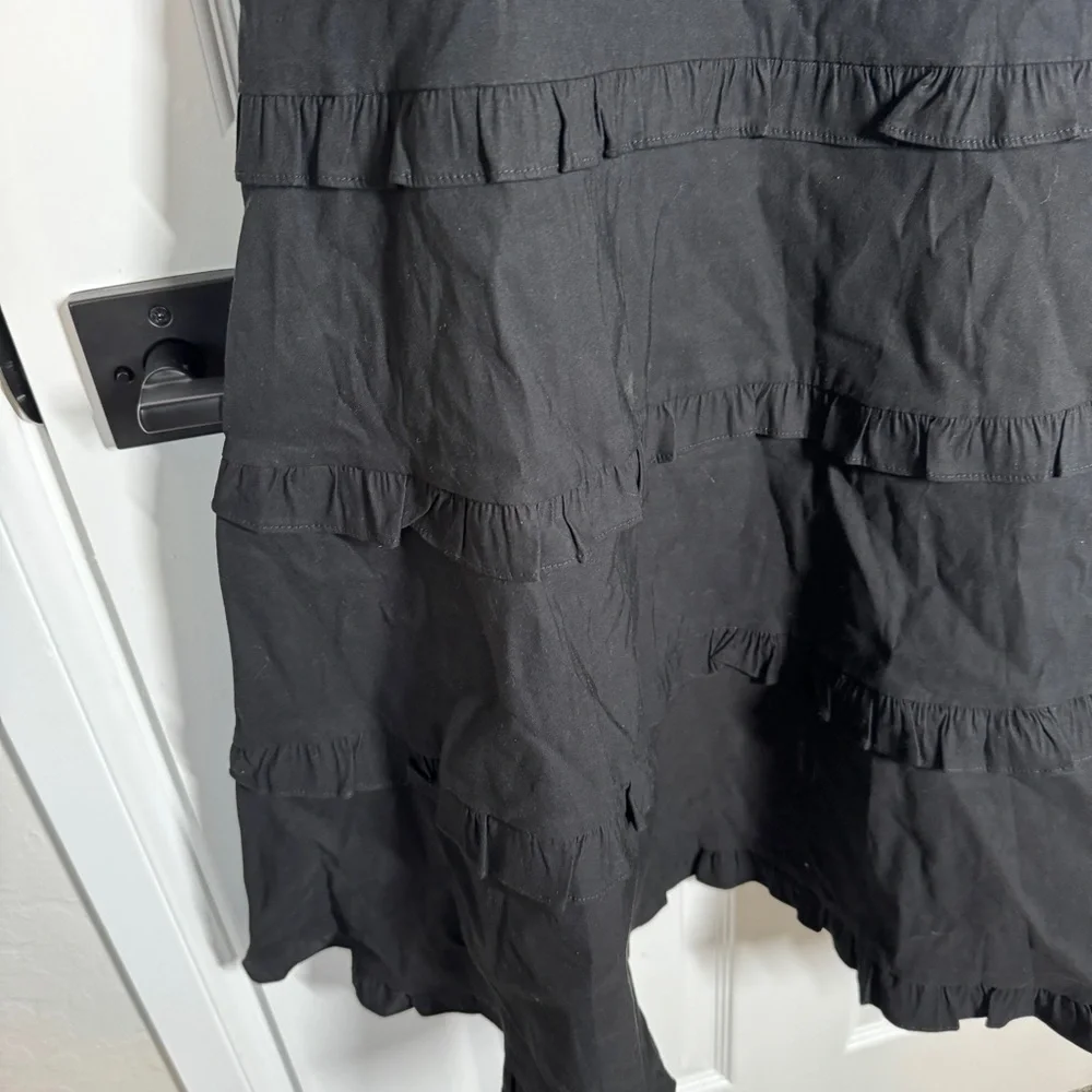 Anthropologie Linen Blend The Blythe Square Neck Tiered Dress Black Small NWT - Picture 7 of 12